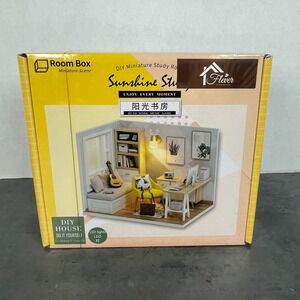 Room Box DIY Miniature Study Room Sunshine‎ Study LED Lights Learn Work Game